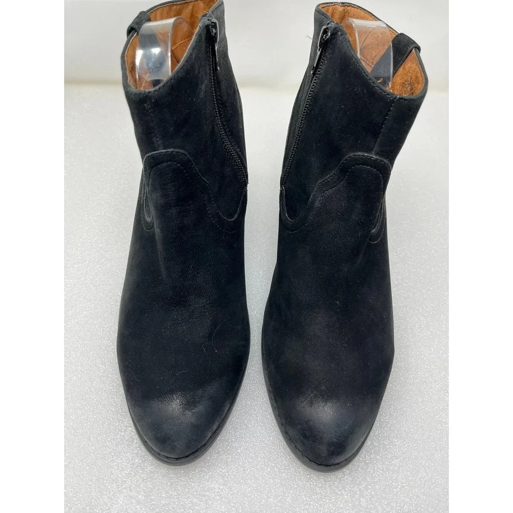 Vionic Windom Womens Size 11 Black Suede Western Ankle Boots Side Zip Block Heel